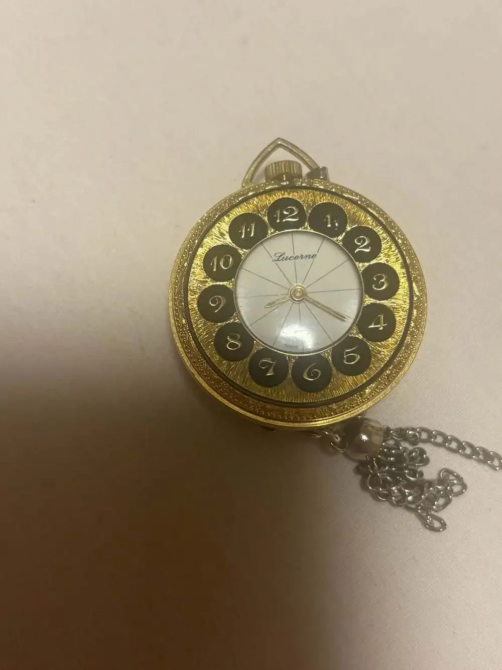 Vintage Lucerne Pendant Watch with Chai Hebrew Symbol Fob sterling silver